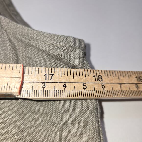 Richard Malcolm Women Medium 100% Linen Top Casual Neutral Ruffle Taupe Vacation - Picture 7 of 9